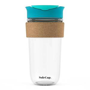lot 13505 image: SoleCup Glass Travel Coffee Mug 18oz530ml with Lid Blue