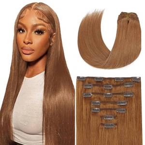 lot 14289 image: Lakaisa Clip In Real Human Hair Extensions 28 Inch #30 Brown 4.23 oz 7 Pcs