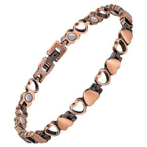 lot 14303 image: Feraco 99.99% Pure Copper Magnetic Ankle Bracelet for Women Heart Design