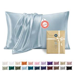 lot 14329 image: Bedsure Satin Pillowcases Queen Set of 2 Stone Blue