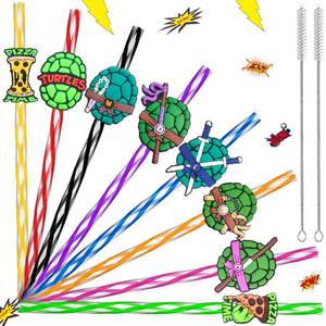 lot 14332 image: LEDUO Reusable Green Turtle Drinking Straws 24 Pieces