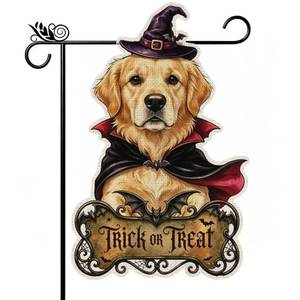 lot 14334 image: GPGHE Golden Retriever Halloween Double Sided Garden Flag 12.5 x 18 Inch