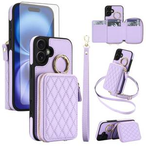lot 14340 image: Asuwish Phone Case Wallet for iPhone 16 Plus 6.7 Inch RFID Blocking Purple