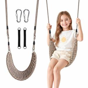 lot 14347 image: ROPECUBE Kids Tree Swing Seat Portable Adjustable Rope Light Brown