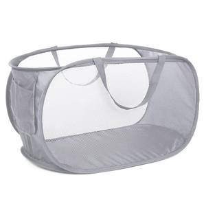 lot 14362 image: Bemkoo Collapsible Pop Up Mesh Laundry Hamper with Side Pocket, Grey
