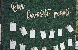 lot 14366 image: Wooden Laser Cut Our Favorite People Wedding Sign for Bridal Shower