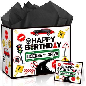 lot 14375 image: TagreSpike Driver License Birthday Gift Bag with Card and Wrapping Paper