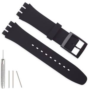lot 14400 image: Hijiawee Silicone Watch Band Strap for Swatch 20mm Black