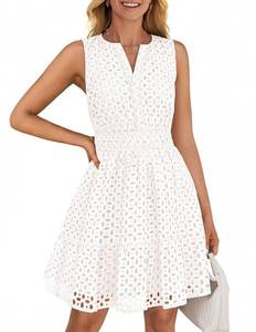 lot 14406 image: ZESICA Womens Sleeveless Hollow Out Mini Dress White Size M