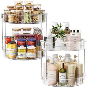 lot 17689 image: LAMU 2 Pack 2 Tier Lazy Susan Turntable Organizer 12 Inch Clear