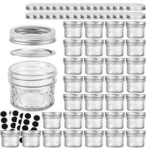 lot 17691 image: VERONES 32 Pack 4 oz Mason Jars with Silver Lids and Bands