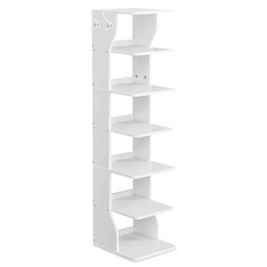 lot 17718 image: VASAGLE 7-Tier Narrow Vertical Shoe Rack Organizer with Hooks