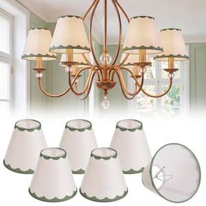 lot 17743 image: Lewtemi Scalloped Chandelier Lampshades 6 Pcs 3 x 6 x 5 Inch Sage Green