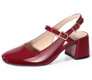 lot 17750 image: Ankis Womens Mary Jane Heels Slingback Chunky Low Heel Square Toe Dress Pumps