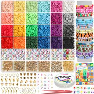 lot 18012 image: YMSDZHL Polymer Clay Beads Friendship Bracelet Making Kit 24 Color 5600 Pcs
