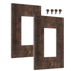 lot 18028 image: WMHUSU Switch Plate Cover Rustic Dark Brown Wood Grain 1 Gang Decora 2 Pack