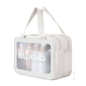 lot 18054 image: FoxCyllene Waterproof Toiletry Bag Large White 11.8x8.3x5.9 in