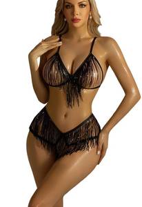 lot 18061 image: ADSEXY Babydoll Sleep Dress for Women Sheer Lace Trim Deep V Black Small