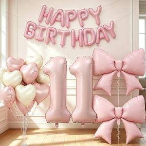 lot 18063 image: 40 Inch Number 11 Foil Balloon Set Dusty Pink Birthday Decorations