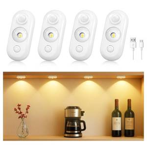 lot 18103 image: GLARESBOT LED Motion Sensor Puck Lights 4 Pack Dimmable Warm White