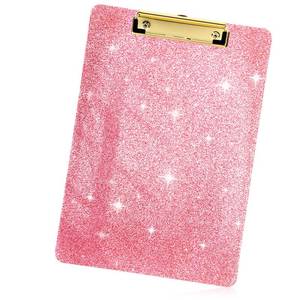 lot 18461 image: Sorcristy Clear Glitter Clipboard, Letter Size 12.6 x 8.8, Pink