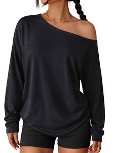 lot 18093 image: Trendy Queen Womens Off Shoulder Oversized Top Black Size M