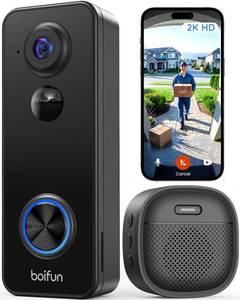 lot 18495 image: BOIFUN Wireless Video Doorbell Camera 2K 180° Wide View