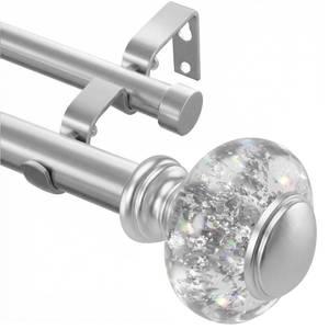 lot 19899 image: Silver Double Curtain Rod 66-120 Inch Heavy Duty