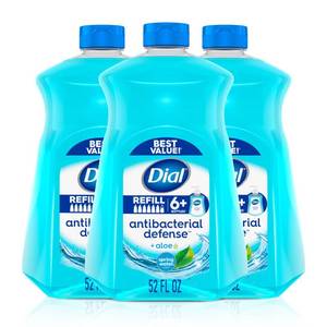lot 19920 image: Dial Antibacterial Liquid Hand Soap Refill Spring Water 52 Fl Oz (Pack of 3)