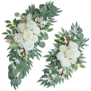 lot 19927 image: Udoula Artificial White Wedding Arch Flower Swags Set of 2