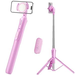 lot 20294 image: UBeesize Magnetic Selfie Stick & Phone Tripod 62 Inch Pink with Remote Shutter