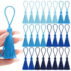 lot 20300 image: NACHLYNN Handmade Silk Tassels 4.3 Inch Blue 24 Pcs for Crafts