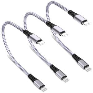 lot 20315 image: BAOYUANDA Short iPhone Charger Cable 8 Inch USB A to Lightning 3 Pack