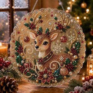 lot 20316 image: Generic Christmas 5D Diamond Art Pearl Painting Kit Santa Suncatcher Ornament