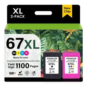 lot 20327 image: JANMORE Replacement Ink Cartridges BlackColor Combo Pack for HP 67XL
