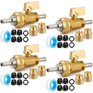 lot 20333 image: Hicarer Garden Hose Repair Kit 34 Inch Brass Shut Off Valve 4 Set