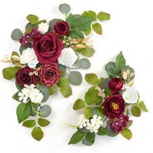 lot 20358 image: WEIERYUE Artificial Flowers Arch Backdrop Garland Wine Red Pack of 2