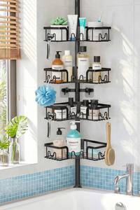 lot 20364 image: YENGOTH Corner Shower Caddy Tension Pole 4-Tier Bathroom Organizer