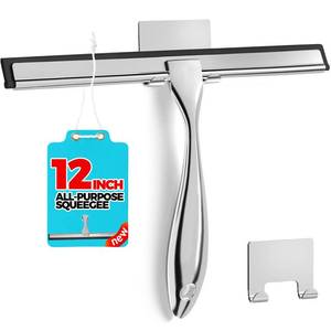 lot 20374 image: ALFLOD Shower Squeegee for Glass Doors 12 Inch Silver