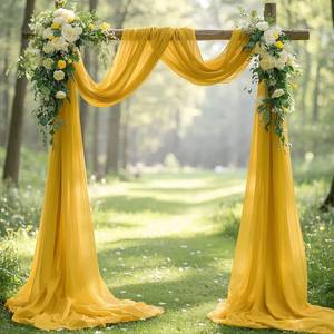 lot 20377 image: FUHSY Gold Wedding Arch Chiffon Draping Fabric 29 In x 20 Ft