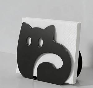 lot 20383 image: Deasolin Cat Napkin Holder Self-Adjusting Metal Table Dispenser