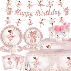 lot 20403 image: BBNEWPARTY Ballerina Birthday Party Decorations Tableware Set 147 Pcs