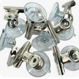 lot 8438 image: Lot of 12 Metal Bulldog Clips with Clear Suction Cups - Stock image may not match actual product images