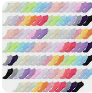 lot 8446 image: Assorted Color Lot of Low-Cut Ankle Socks in Clear Bag - Stock image may not match actual product image - Exact quantity not known&nbsp