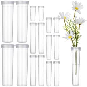 lot 1220 image: BrightRow Flower Water Tubes with Caps 100 Pcs Clear Plastic Assorted Sizes