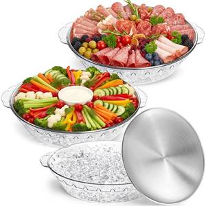 lot 1233 image: DEAYOU Chilled Serving Tray Set 11.8 Round Shrimp Cocktail Dish With Ice Bowl