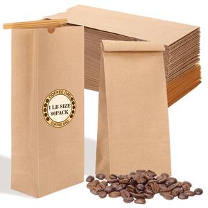 lot 1239 image: Epakh Kraft Coffee Bags 1 Lb 80 Pcs Brown Poly-Lined Tin Tie