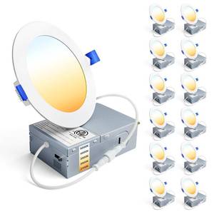lot 1260 image: Ensenior 12 Pack 4 Inch LED Recessed Ceiling Light 5CCT 750LM 9W 120V