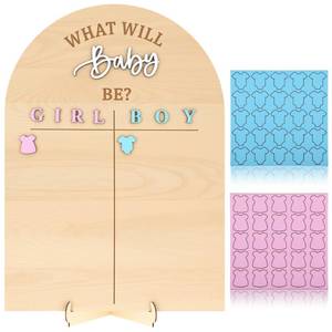 lot 2126 image: Wenqik Wooden Gender Reveal Voting Board with Stand 12x17 in Boy or Girl