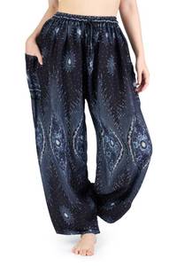 lot 2131 image: Lannaclothesdesign Womens Boho Harem Pants Drawstring Waist Size L BK Fen